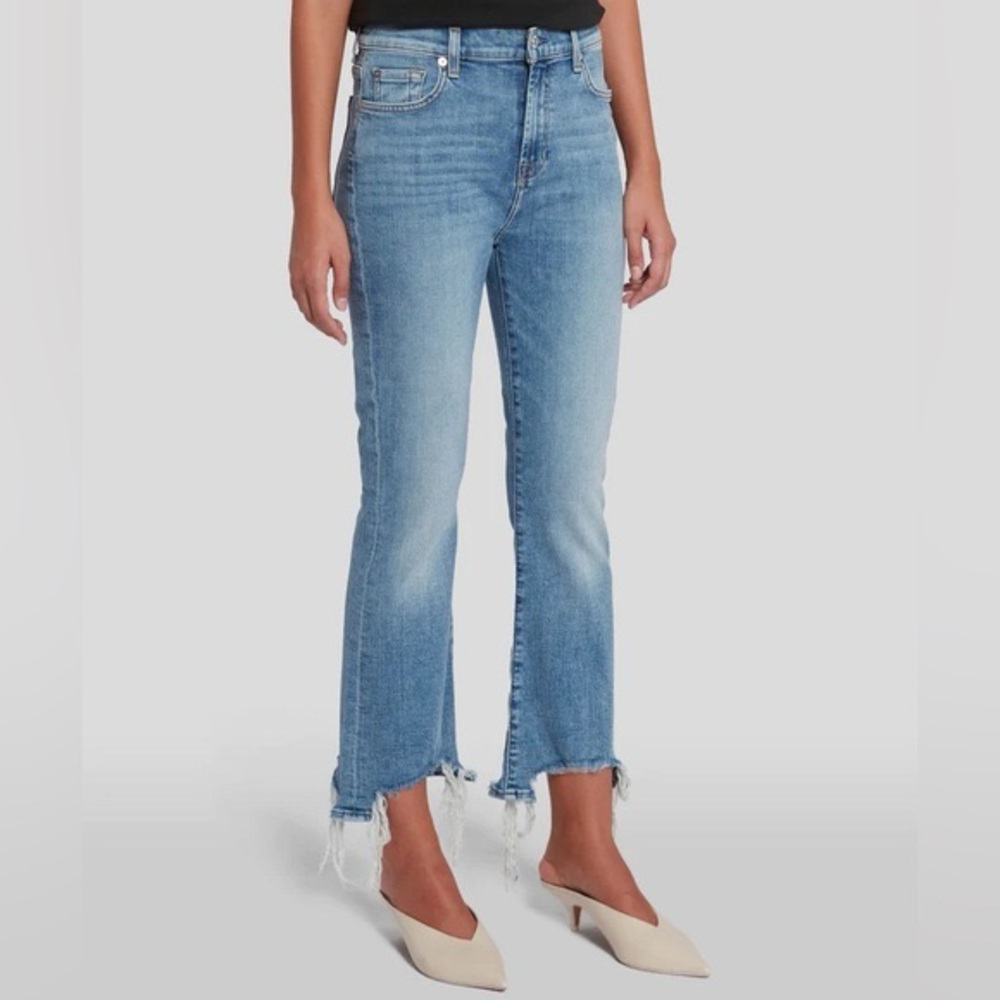 7 FOR ALL MANKIND, High Waist Slim Kick with Long Side Hem and Destroy